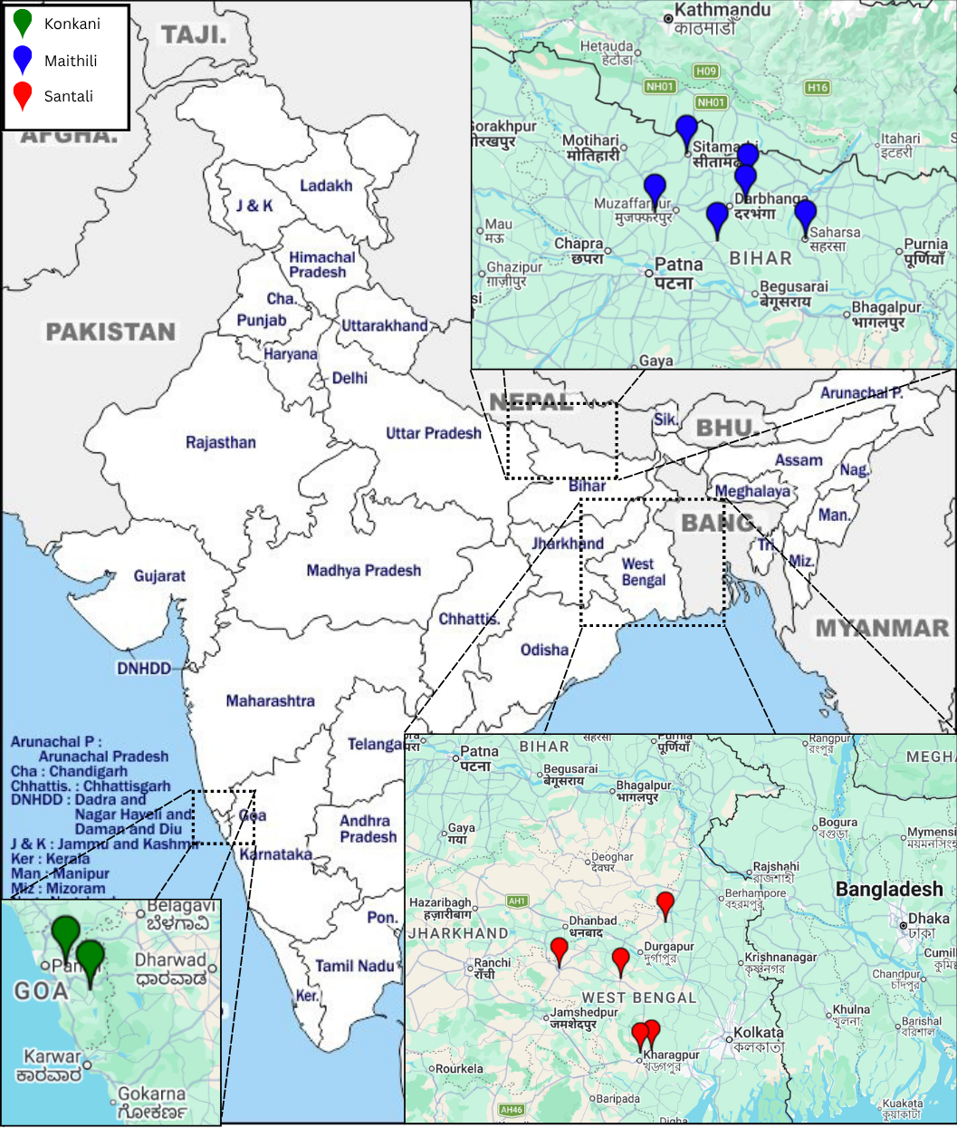 Data collection locations across India